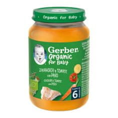 Gerber Organic dětský příkrm mrkev a rajčata s krůtím masem 190 g