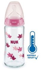 Nuk FC+ Lahev skleněná s kontrolou teploty 240 ml - růžová