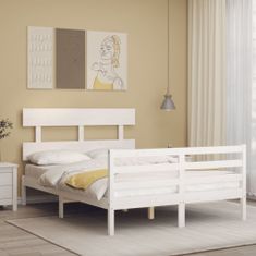 shumee Rám postele s čelem bílý 120 x 200 cm masivní dřevo