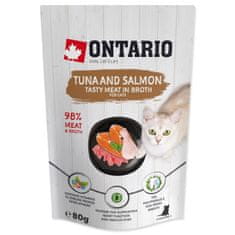 Ontario Kapsička ONTARIO tuňák a losos ve vývaru, 80 g