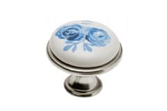 GTV Rukojeť porcelánová 0728-J4 A-Blue Rose antické stříbro