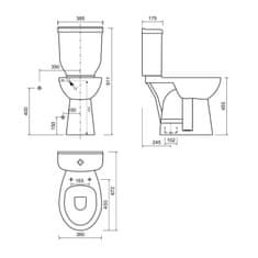 Creavit HANDICAP mísa WC kombi, zvýšený sedák, spodní odpad, bílá BD305 - CREAVIT