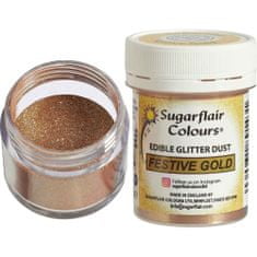 Sugarflair Colours jedlá prachová perleťová barva - zlatá - Festive Gold 10g