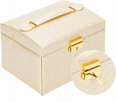 INNA Šperkovnice se 2 zásuvkami na zrcadlový klíč organizér na šperky řetězová krabice béžová barva
