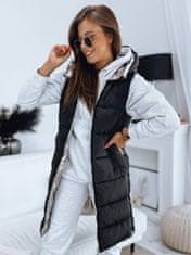 Dstreet Dámská dlouhá prošívaná vesta s kapucí Mariet černo-béžová XL