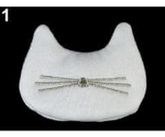 Kraftika 1ks bílá kočka textilní aplikace / nášivka s pískátkem