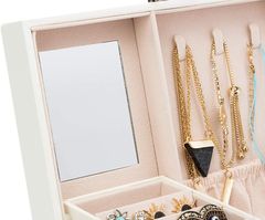 INNA Šperkovnice s klíčem na zrcadlovou zásuvku organizér na šperky bílá barva