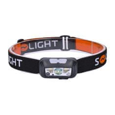 Solight  LED čelová nabíjecí svítilna, 150 + 100lm, bílé a červené světlo, Li-ion, USB