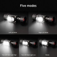 Solight  LED čelová nabíjecí svítilna, 650lm, Li-ion, USB