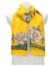 Cashmere Dámský letní šátek / šála 179x100 cm žlutý s květy
