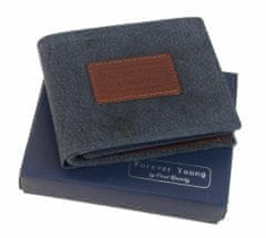 FOREVER YOUNG Modrá pánská kožená peněženka v krabičce rfid
