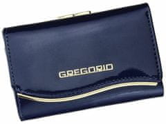 Gregorio Modrá lakovaná malá dámská kožená peněženka v