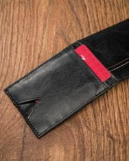Wild Kožená černá malá tenká peněženka pouze na karty rfid v