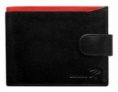 RONALDO Kožená pánská černo-červená peněženka v krabičce