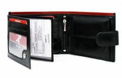 RONALDO Kožená pánská černo-červená peněženka v krabičce
