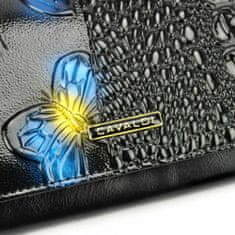 Cavaldi Modrá dámská lakovaná peněženka kůže/pu s motýly v
