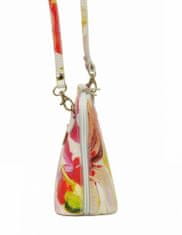 Vera Pelle Kožená malá dámská crossbody kabelka s motivem květů růžová
