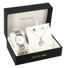 Skyline Dámská dárková sada stříbrné hodinky s náhrdelníkem