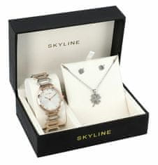 Skyline Dámská dárková sada stříbrno-růžové hodinky s