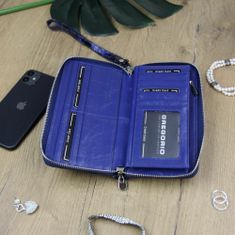Gregorio Luxusní modrá dámská kožená peněženka v dárkové