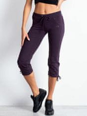 Kraftika Tmavě fialové dámské sportovní kalhoty capri s kamínky