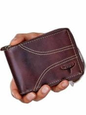 Buffalo Hnědá kožená pánská peněženka s stehem
