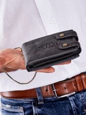 Wild Černá kožená pánská peněženka s odnímatelnou rukojetí