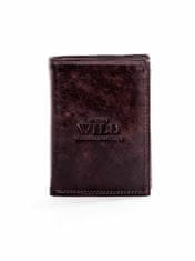 Wild Hnědá kožená peněženka s reliéfním písmem, 2016101380055