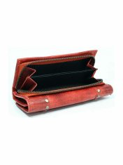 CEDAR Červená kožená peněženka s nýty