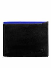 CEDAR Černá kožená pánská peněženka se sponou a modrou vložkou