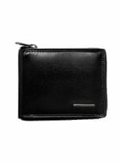 CEDAR Malá pánská kožená peněženka na zip černá