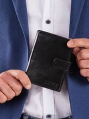 CEDAR Černá kožená pánská flip peněženka