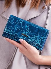 CEDAR Dámská kožená peněženka se vzorem modrá