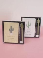Kraftika Poznámkový blok a pero s kaktusovým vzorem zelená