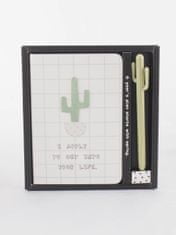 Kraftika Poznámkový blok a pero s bílým kaktusovým vzorem