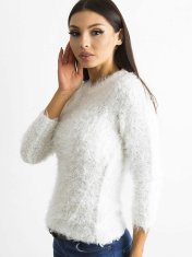 Kraftika Načechraný ženský svetr s flitry bílý, velikost l