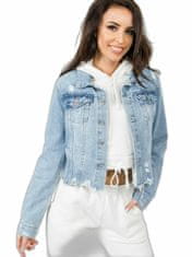 Kraftika Modrá krátká džínová bunda s odřeninami, velikost l