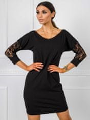RUE PARIS Černé šaty s krajkou, velikost s