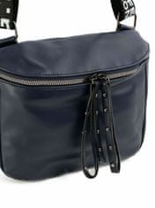 F & B Modrá organická kožená kabelka, tmavě modrá