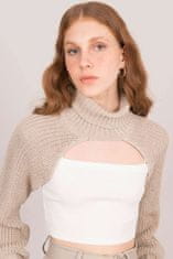 By Sally Bsl béžový ženský svetr s vysokou bránou, velikost xs