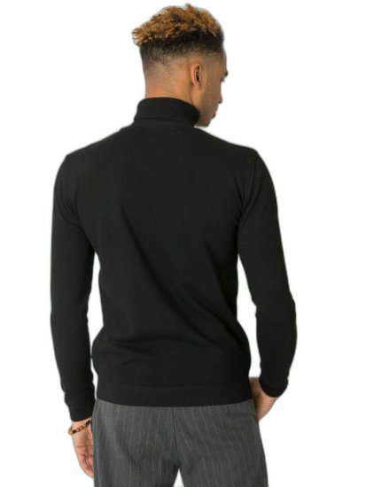LIWALI Černý pánský svetr s vysokým límcem liwali, velikost 2xl