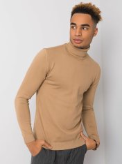 LIWALI Tmavě béžový pánský svetr s vysokým límcem