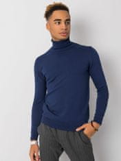 LIWALI Tmavě modrý pánský svetr s vysokým límcem