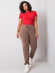 BASIC FEEL GOOD Tmavě béžové dámské sportovní kalhoty plus velikost
