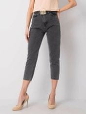 RUE PARIS Tmavě šedé džíny s vysokým pasem, velikost 28