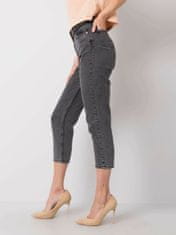 RUE PARIS Tmavě šedé džíny s vysokým pasem, velikost 28