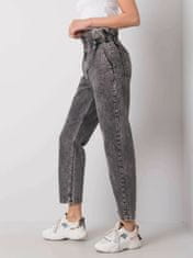 RUE PARIS Tmavě šedé dámské džíny s vysokým pasem