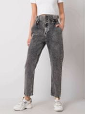 RUE PARIS Tmavě šedé dámské džíny s vysokým pasem
