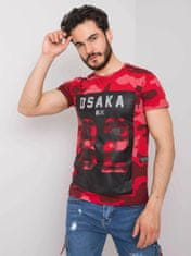 MECHANICH Červené bavlněné pánské kamuflážní tričko s potiskem