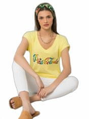 FANCY Žluté tričko s barevným potiskem